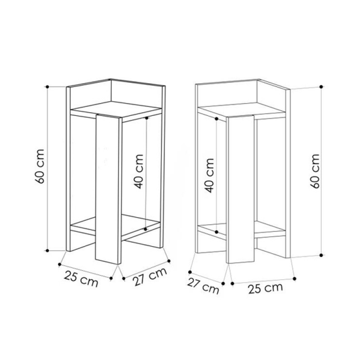 Κομοδίνο Elos σετ 2 τεμαχίων χρώμα sapphire oak 25x27x60εκ.