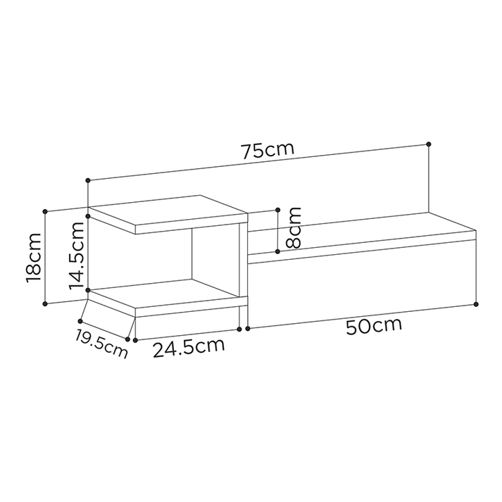 Ραφιέρα τοίχου Fork 2 τεμαχίων χρώμα λευκό 75x19,5x18εκ.