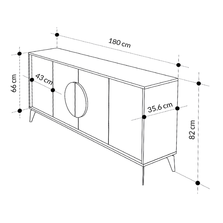Μπουφές Gora χρώμα ανοιχτό καρυδί 180x35,6x82εκ.