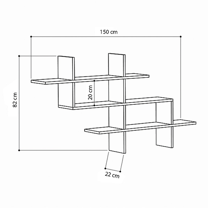 Ραφιέρα τοίχου Halic χρώμα φυσικό οξιάς 150x22x82εκ.