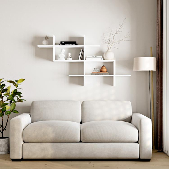 Ραφιέρα τοίχου Halic χρώμα λευκό 150x22x82εκ.