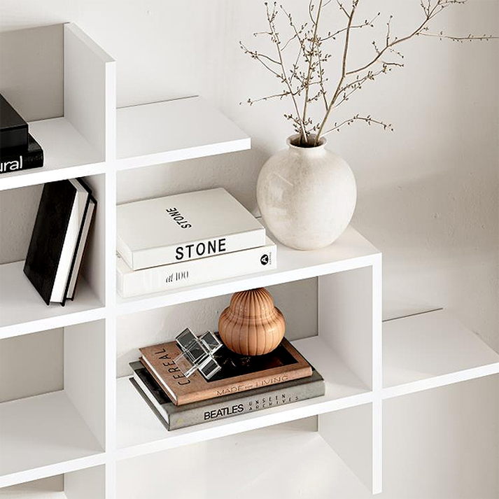 Ραφιέρα τοίχου Halic χρώμα λευκό 150x22x82εκ.