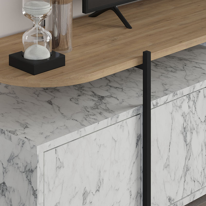 Έπιπλο τηλεόρασης Hanley χρώμα λευκό εφέ μαρμάρου 160x35,6x48εκ.