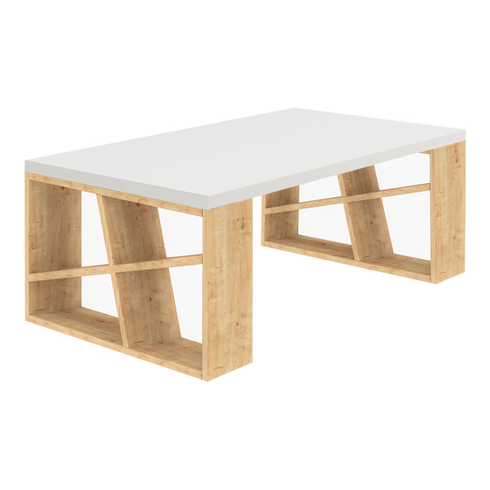 Τραπεζάκι σαλονιού Honey μελαμίνης χρώμα φυσικό οξιάς - λευκό 105x60x40εκ.