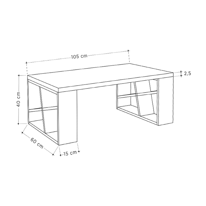 Τραπεζάκι σαλονιού Honey μελαμίνης χρώμα φυσικό οξιάς - λευκό 105x60x40εκ.