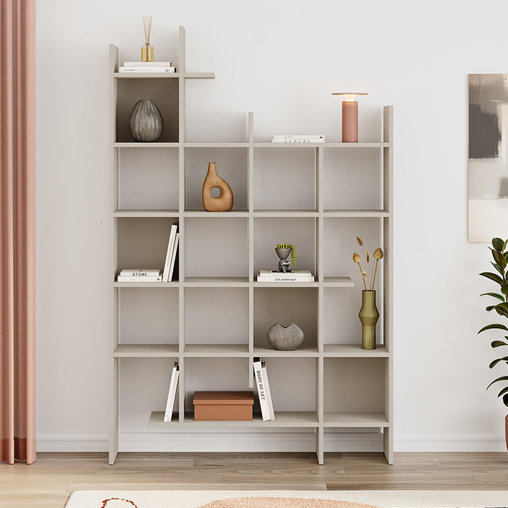 Βιβλιοθήκη Manco χρώμα sandstone 122x25,5x188εκ.