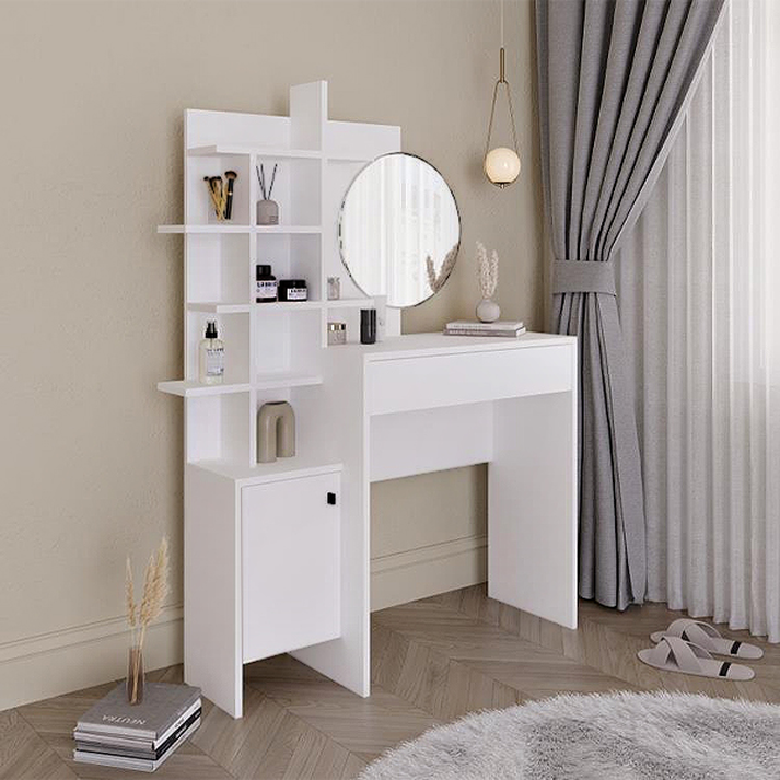 Τουαλέτα με καθρέπτη Mup χρώμα λευκό 105x35x151εκ.