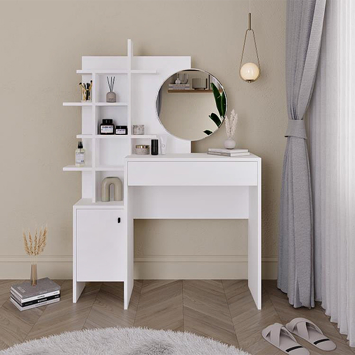 Τουαλέτα με καθρέπτη Mup χρώμα λευκό 105x35x151εκ.