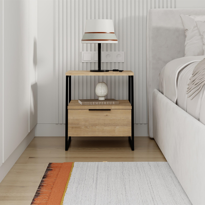 Κομοδίνο Pal χρώμα φυσικό οξιάς 45x40x50εκ.