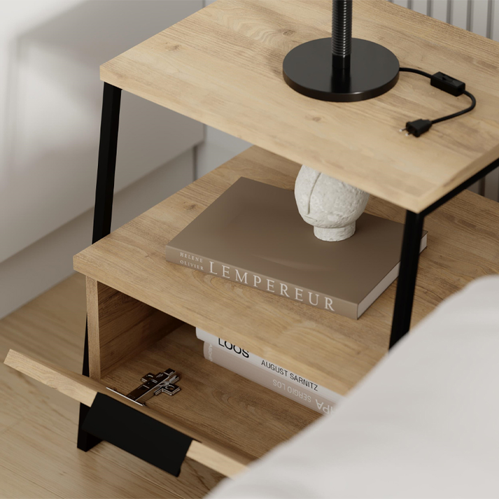 Κομοδίνο Pal χρώμα φυσικό οξιάς 45x40x50εκ.