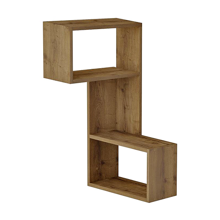 Ραφιέρα τοίχου γωνιακή Part χρώμα ανοιχτό καρυδί 47x20x82εκ.