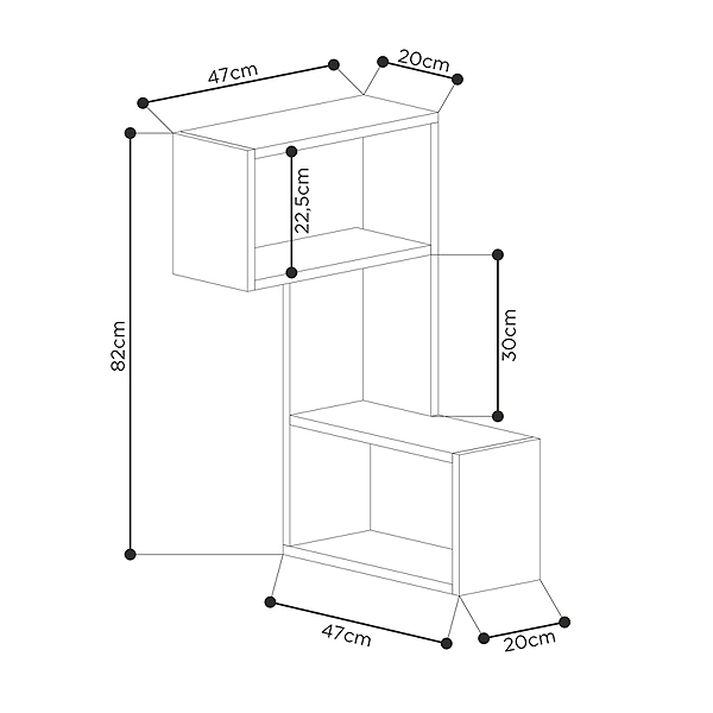 Ραφιέρα τοίχου γωνιακή Part χρώμα ανοιχτό καρυδί 47x20x82εκ.