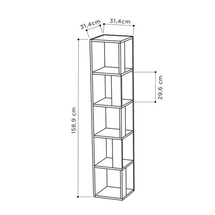 Βιβλιοθήκη γωνιακή Piano χρώμα λευκό 31,4x31,4x158,9εκ.