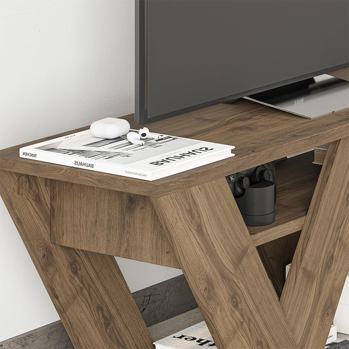 Έπιπλο τηλεόρασης Pipralla χρώμα ανοιχτό καρυδί 110x30x40εκ.