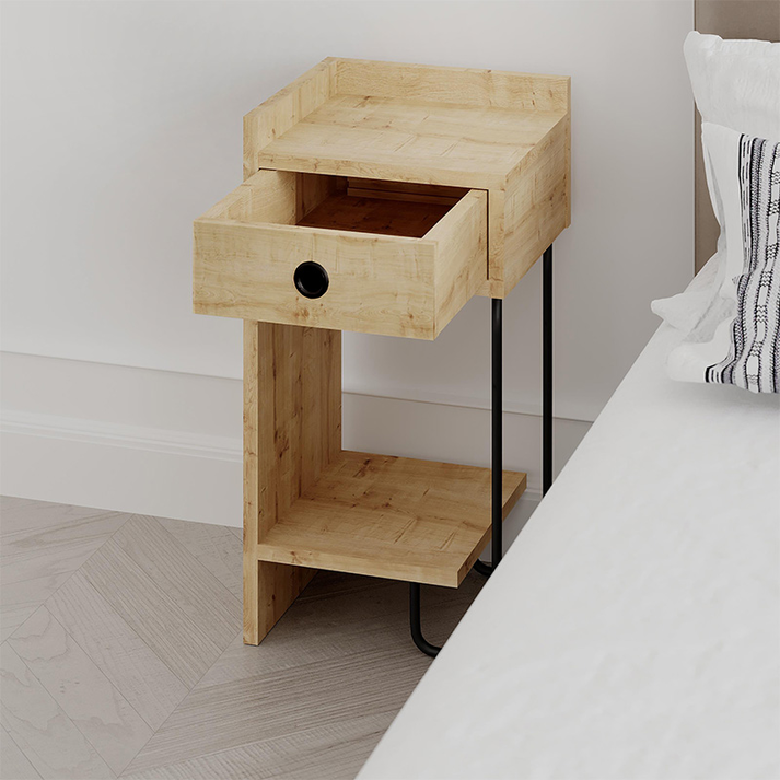 Κομοδίνο Sirius αριστερό χρώμα φυσικό οξιάς 32x30x61εκ.