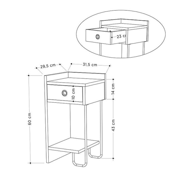 Κομοδίνο Sirius αριστερό χρώμα φυσικό οξιάς 32x30x61εκ.