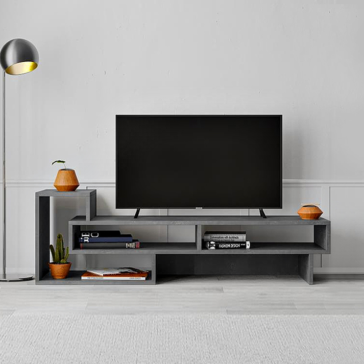 Έπιπλο τηλεόρασης Tetra χρώμα γκρι ρετρό 136,7x40x42εκ.