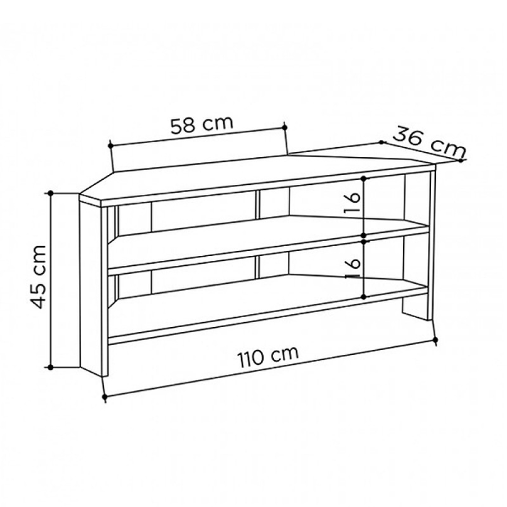 Έπιπλο τηλεόρασης γωνιακό Thales χρώμα ανοιχτό καρυδί 110x36x45εκ.