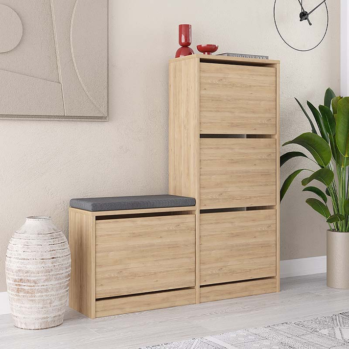 Παπουτσοθήκη Dude χρώμα φυσικό οξιάς 104,8x26x118,5εκ.