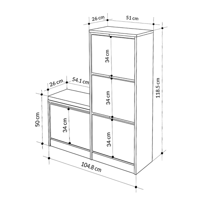 Παπουτσοθήκη Dude χρώμα φυσικό οξιάς 104,8x26x118,5εκ.