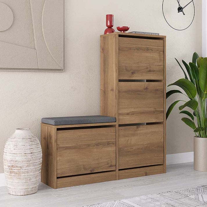 Παπουτσοθήκη Dude χρώμα ανοιχτό καρυδί 104,8x26x118,5εκ.