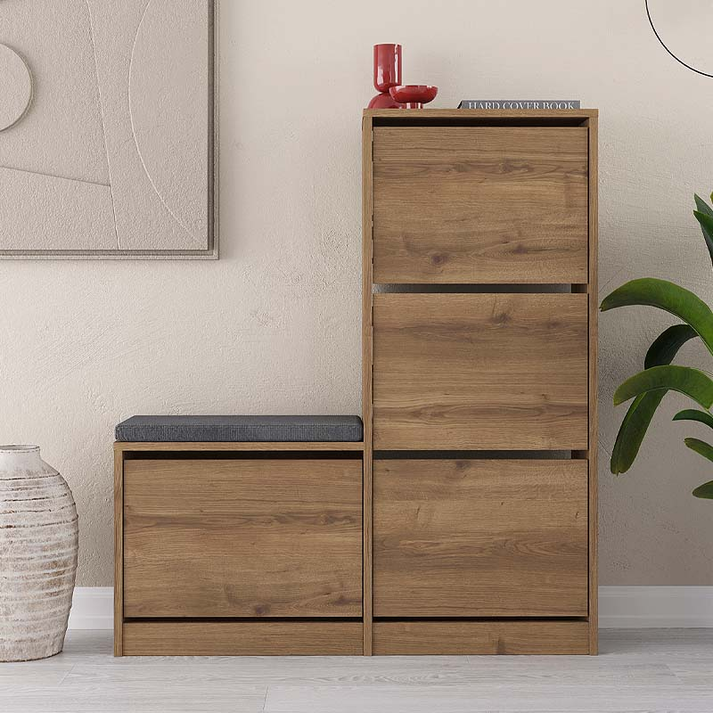 Παπουτσοθήκη Dude χρώμα ανοιχτό καρυδί 104,8x26x118,5εκ.