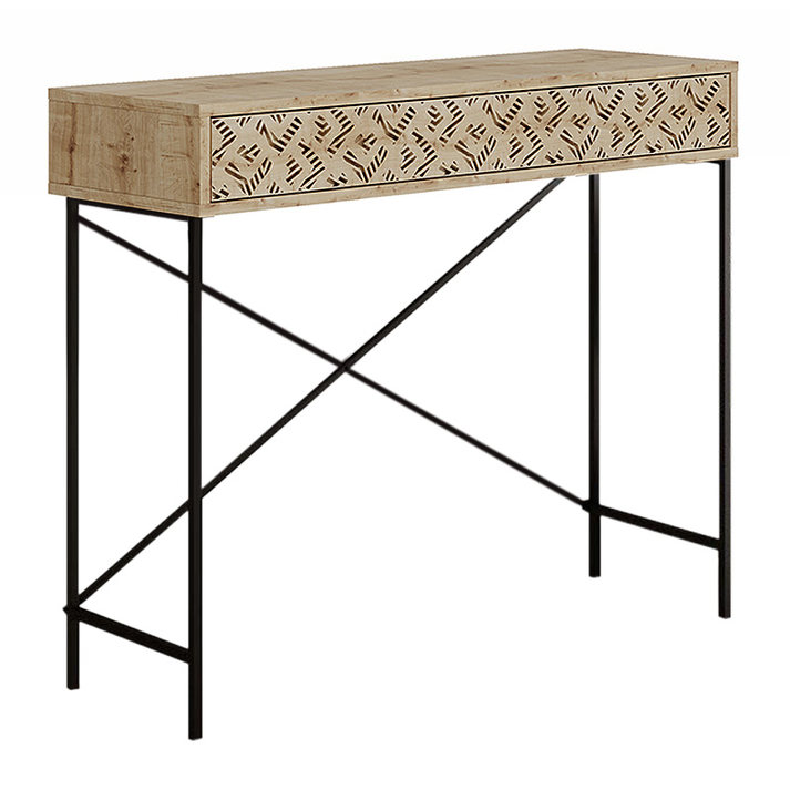 Κονσόλα Heaton μεταλλική - μελαμίνης χρώμα sapphire oak 110x35,6x90εκ.