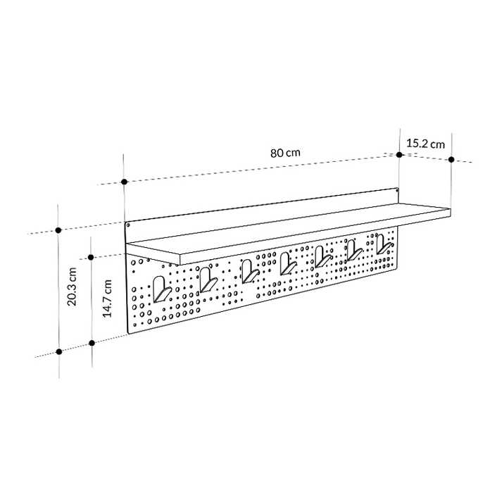 Κρεμάστρα τοίχου Popy από  μέταλλο - μελαμίνη χρώμα λευκό - μαύρο 80x15,2x20,3εκ.