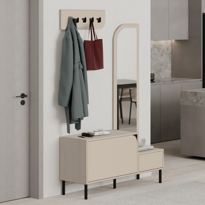 Έπιπλο εισόδου Mila με κρεμάστρα χρώμα sandstone120x37x171,6εκ.