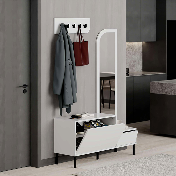 Έπιπλο εισόδου Mila με κρεμάστρα χρώμα λευκό 120x37x171,6εκ.