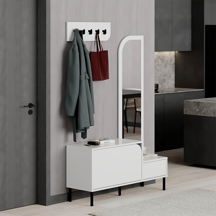 Έπιπλο εισόδου Mila με κρεμάστρα χρώμα λευκό 120x37x171,6εκ.