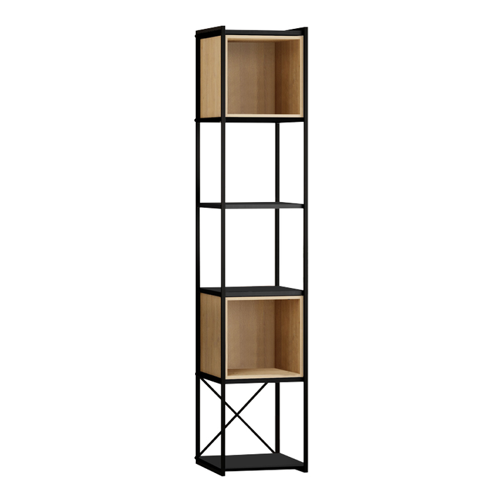 Βιβλιοθήκη Vale Mini χρώμα silky black - sapphire oak 36,2x39x179εκ.