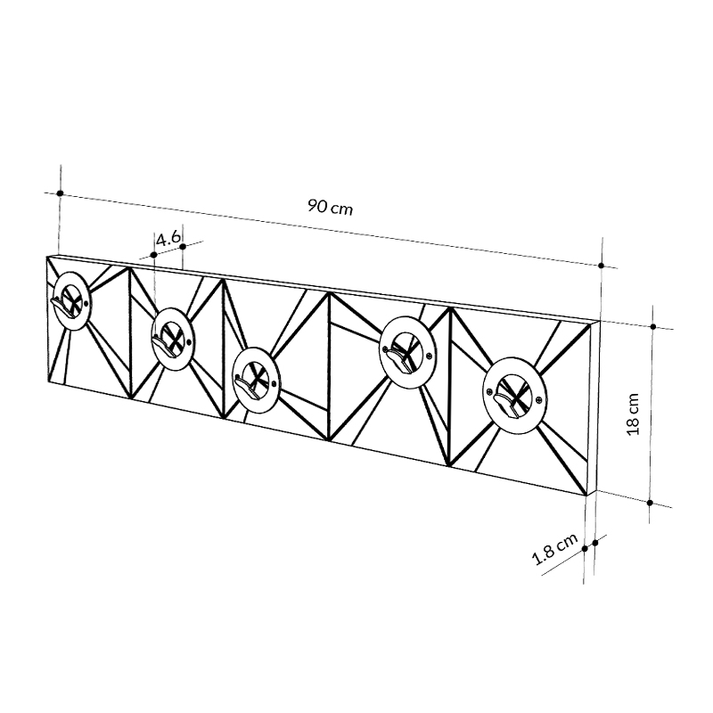 Κρεμάστρα τοίχου Vizy χρώμα λευκό 90x1,8x18εκ.