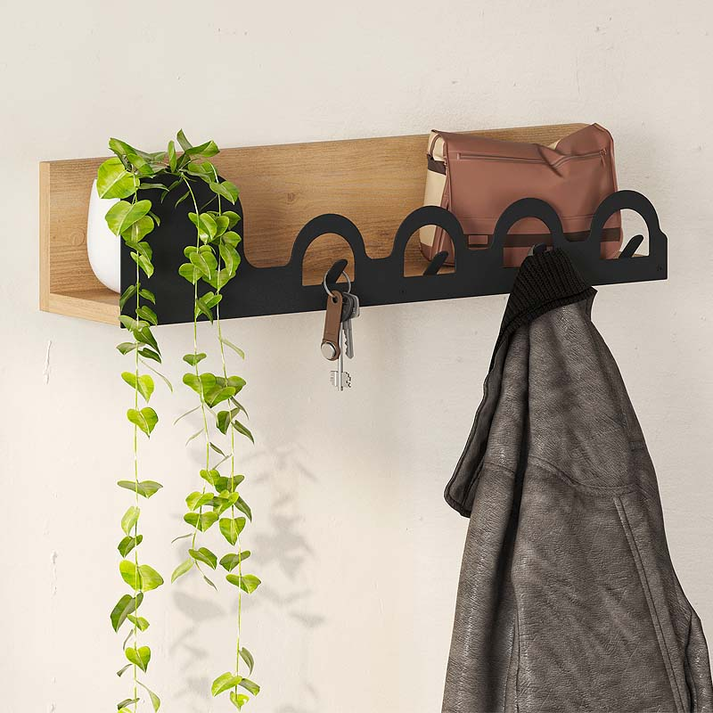 Κρεμάστρα τοίχου Liora χρώμα sapphire oak 63x14x14εκ.