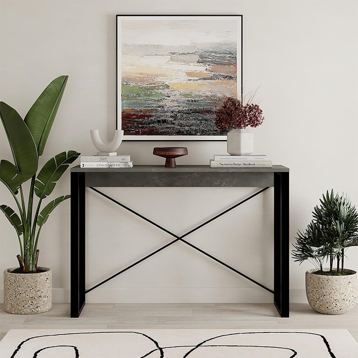 Κονσόλα Archie χρώμα γκρι ρετρό - μαύρο 110x35x75εκ.