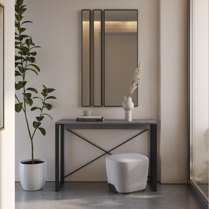 Κονσόλα Archie χρώμα γκρι ρετρό - μαύρο 110x35x75εκ.