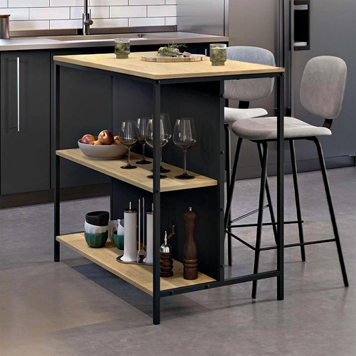 Τραπέζι μπαρ Detroit χρώμα sapphire oak - silky black 100x60x95εκ.