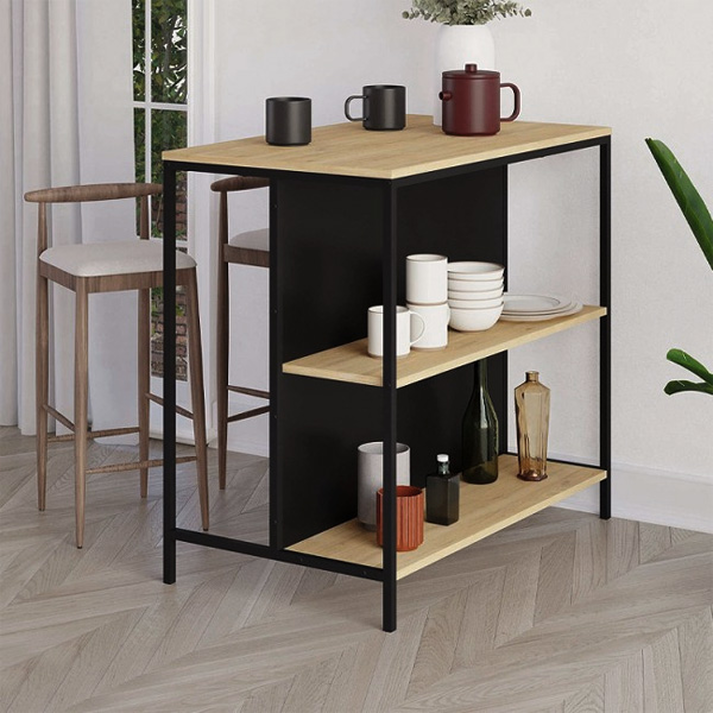 Τραπέζι μπαρ Detroit χρώμα sapphire oak - silky black 100x60x95εκ.