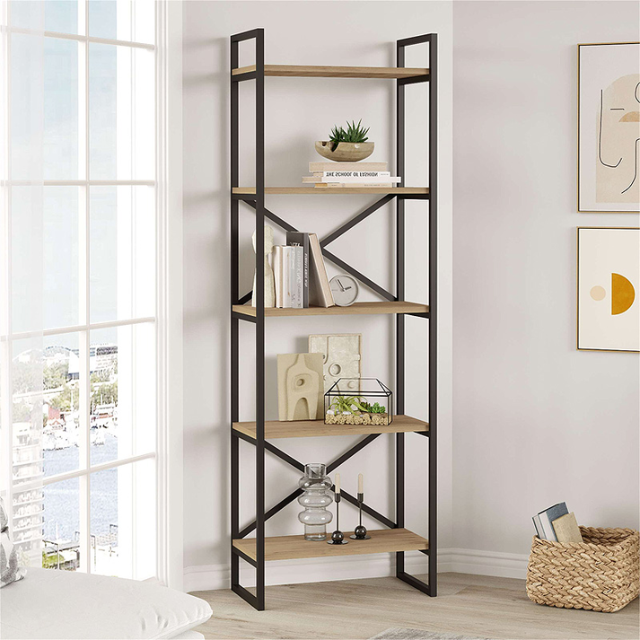 Βιβλιοθήκη Dusan χρώμα sepet oak 58x30x175εκ.