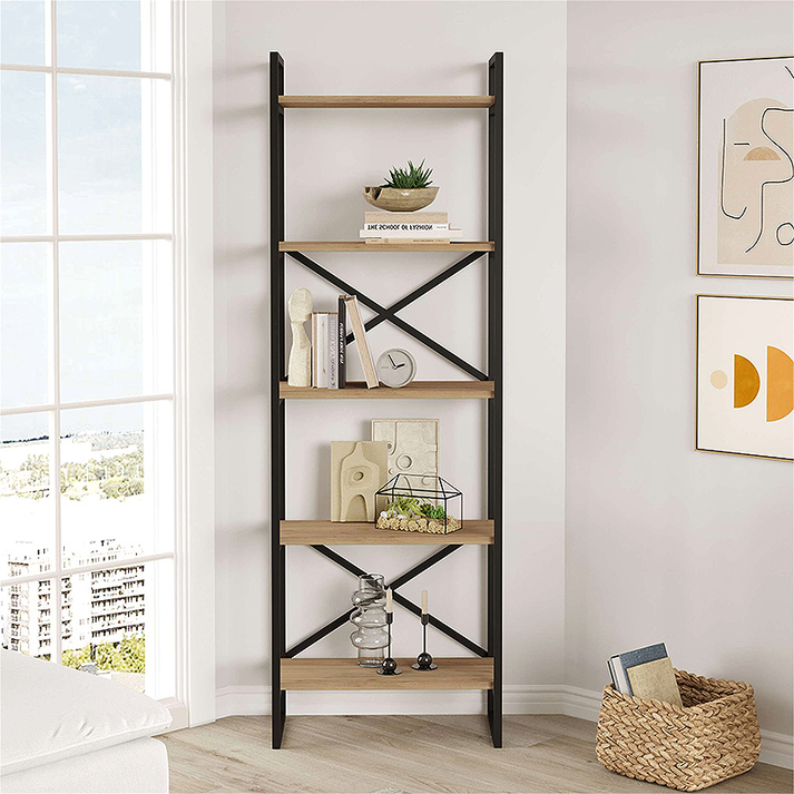 Βιβλιοθήκη Dusan χρώμα sepet oak 58x30x175εκ.