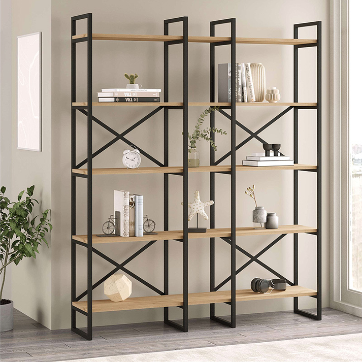 Βιβλιοθήκη Dusan χρώμα sepet oak 143,5x30x175εκ.