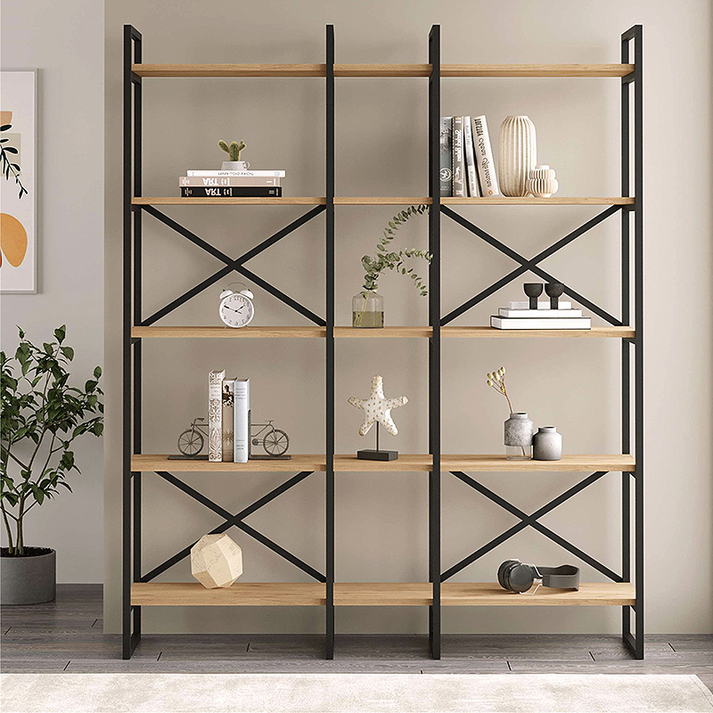 Βιβλιοθήκη Dusan χρώμα sepet oak 143,5x30x175εκ.