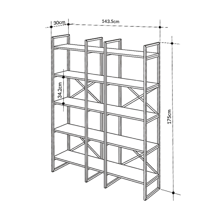 Βιβλιοθήκη Dusan χρώμα sepet oak 143,5x30x175εκ.