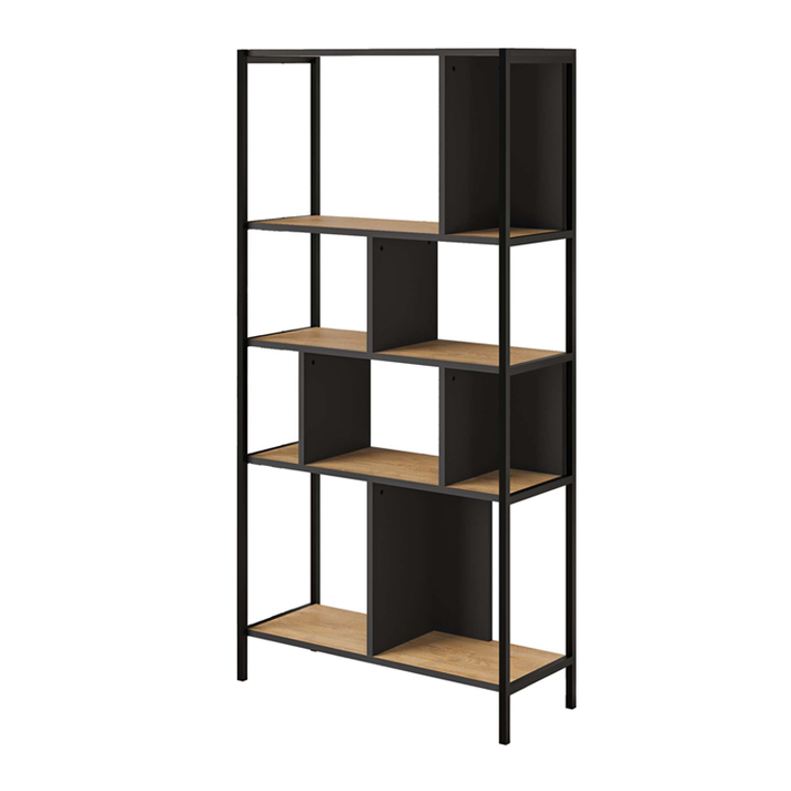 Βιβλιοθήκη Midi χρώμα sapphire oak - silky black 88x35x175εκ.