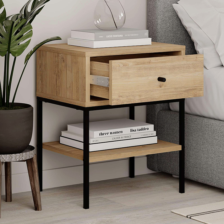 Κομοδίνο Lisa χρώμα saphhire oak 45x35x56εκ.