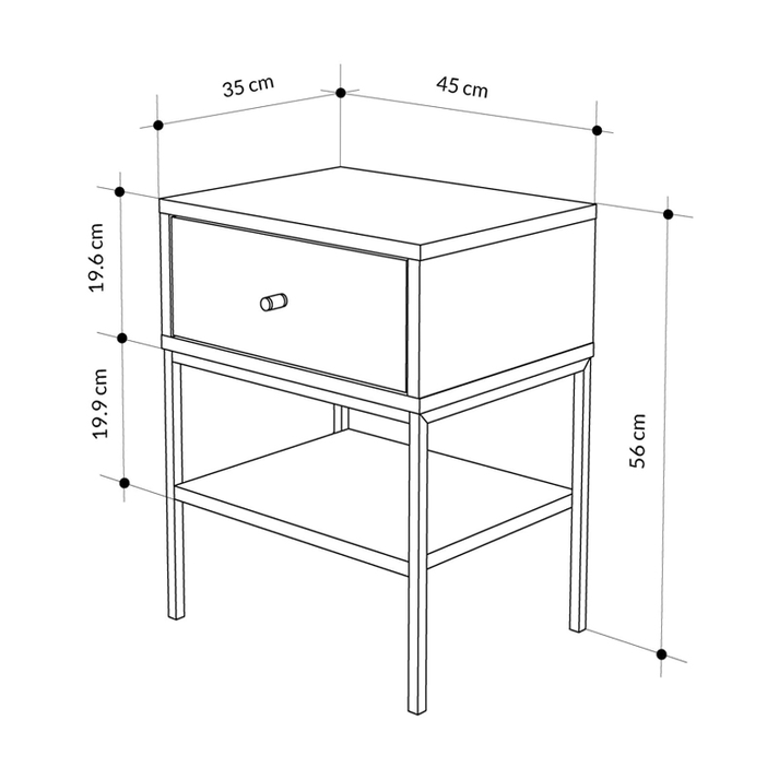 Κομοδίνο Lisa χρώμα saphhire oak 45x35x56εκ.