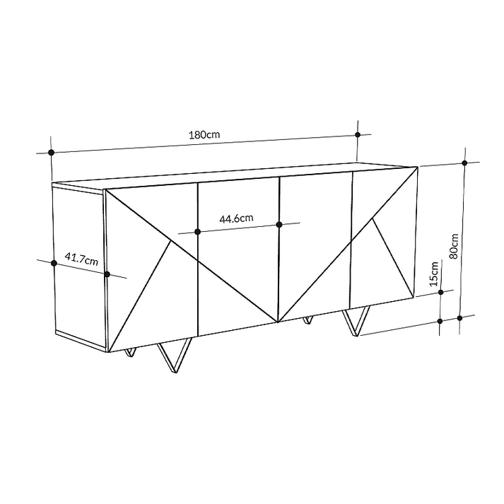 Μπουφές Jakomen χρώμα ανοιχτό καρυδί 180x41,7x80εκ.