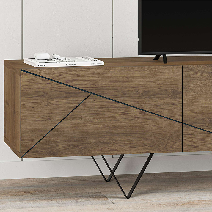 Έπιπλο τηλεόρασης Jakomen χρώμα ανοιχτό καρυδί 160x36,8x43εκ.