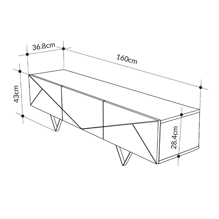 Έπιπλο τηλεόρασης Jakomen χρώμα ανοιχτό καρυδί 160x36,8x43εκ.