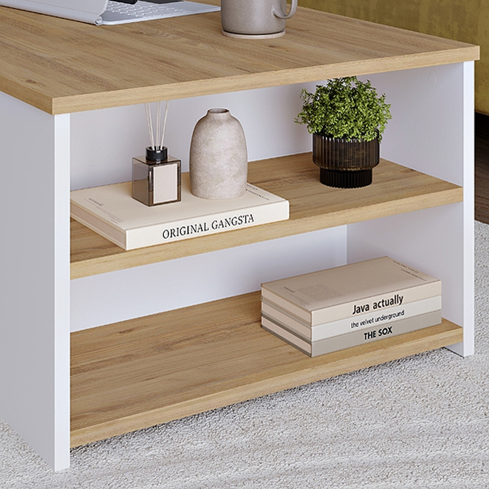 Τραπεζάκι σαλονιού Berg χρώμα φυσικό οξιάς - λευκό 110x60x40εκ.